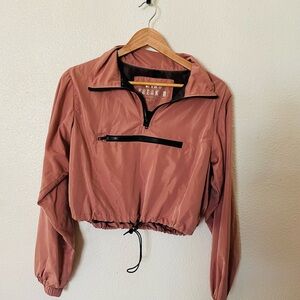 Love Tree Women's Cropped 1/2 Zip Windbreaker Jacket Pink Size Small
